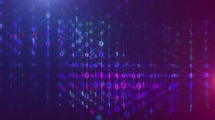 3D illustration Rendering of binary code pattern Abstract background.Futuristic Particles for business,Science and technology background